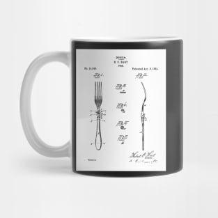 Kitchen Fork Patent - Chef Cook Country Farmhouse Art - White Mug